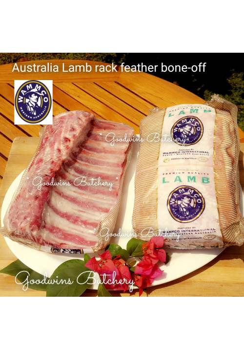 Lamb rack FEATHER BONE-OFF whole cut frozen Australia WAMMCO +/- 1.2 kg/slab (price/kg)